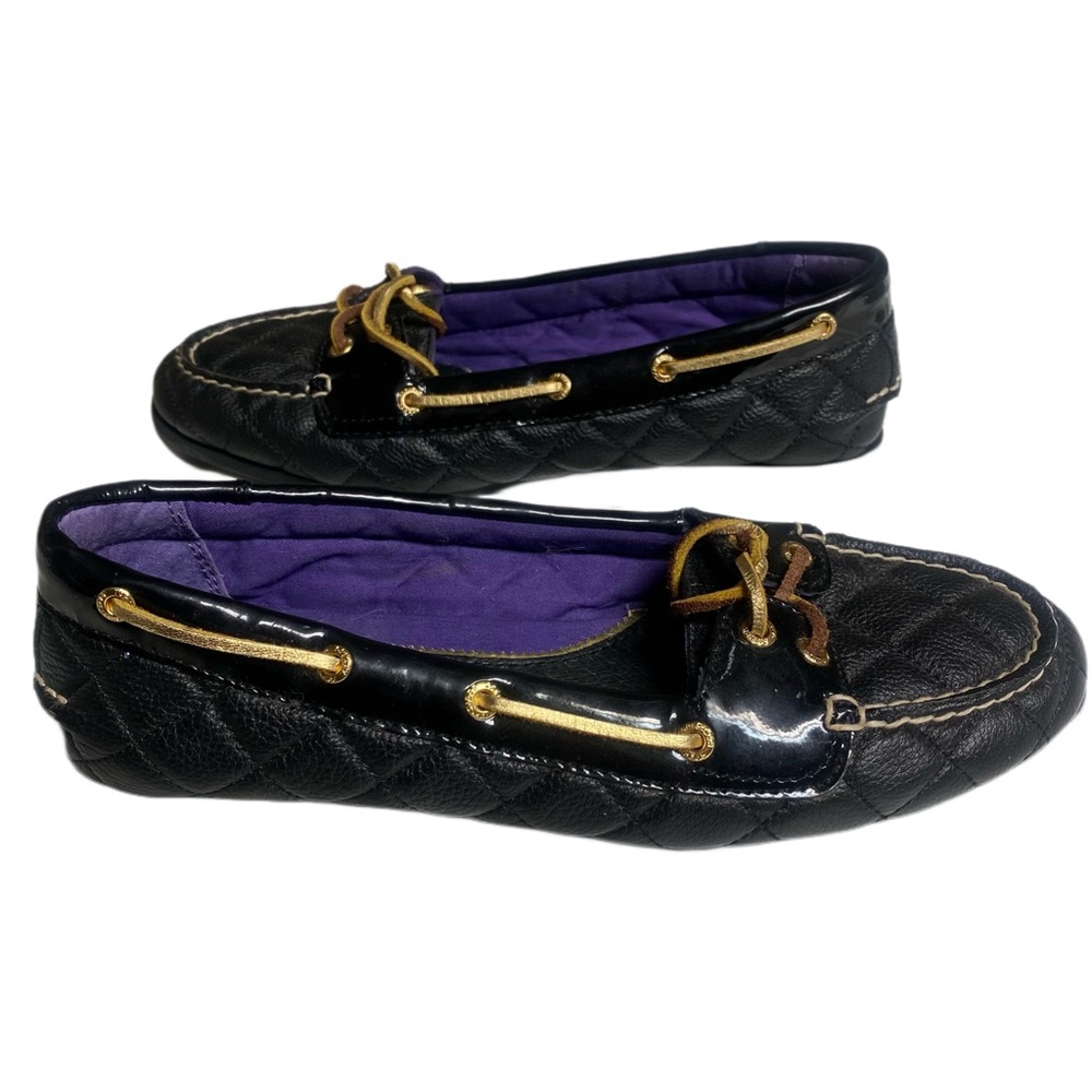 Sperry “Audrey” Black and Gold Women’s 6.5 Top Sider Quilted Shoes - Picture 3 of 7